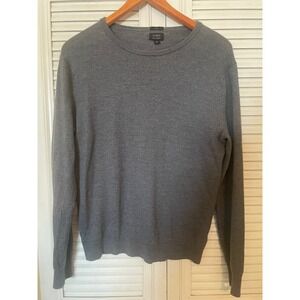 J.Crew Mens M Slim 100% Merino Wool Crewneck Sweater Heather Grey Lightweight